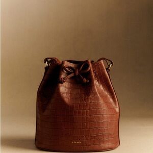 Sezane Farrow Bag Camel Croco Print